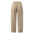 thumbnail image 3 of Women's Solid Color Pocket Cropped Linen Pants Casual Ankle Length Asymmetrical Trousers Stretchy Pants for Women Casual Womens Work Pants Business Casual Pant for Women Casual Summer Pant Beach, 3 of 4