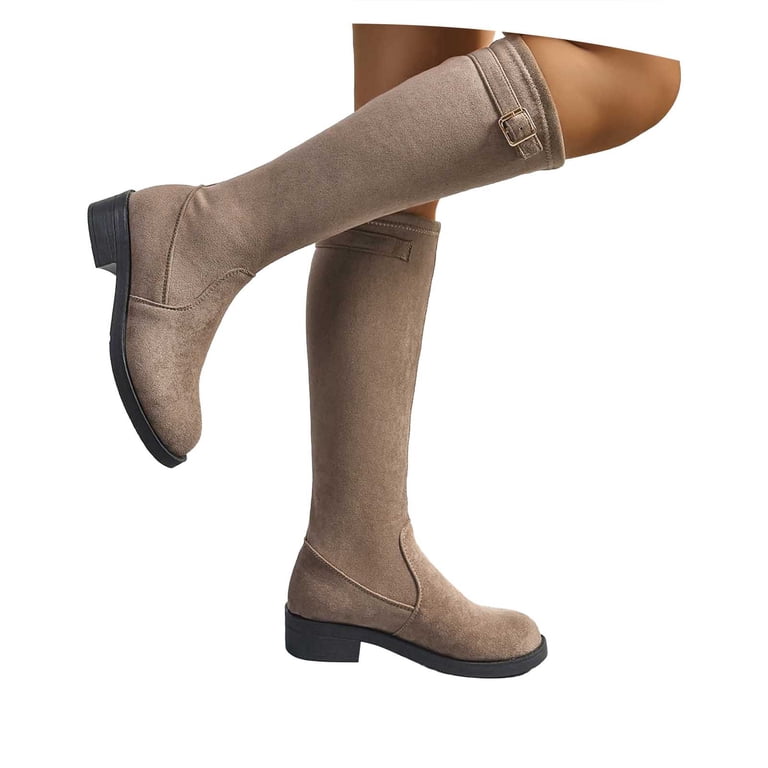 Gyexs Thigh High Flat Boots for Women Mid Calf Over the Knee