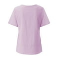 thumbnail image 5 of Oversized Tshirts for Women, Cotton Linen Crewneck Roll Up Floral Print Casual Blouse Top, Purple 3XL, 5 of 5