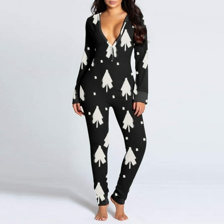 

Aayomet Pajamas For Women Sexy Women s Bodysuit Long Sleeve Deep V Neck Leotard Tops Bodycon Jumpsuits Shorts Pajamas Outfit for Women Black L