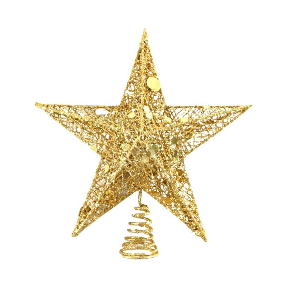 Ongmies Christmas Tree Star Topper, Golden Five-Pointed Star Christmas Tree Topper – Perfect Finishing Touch For A Beautifully Decorated Tree, Glittered 5 Point Star Treetop