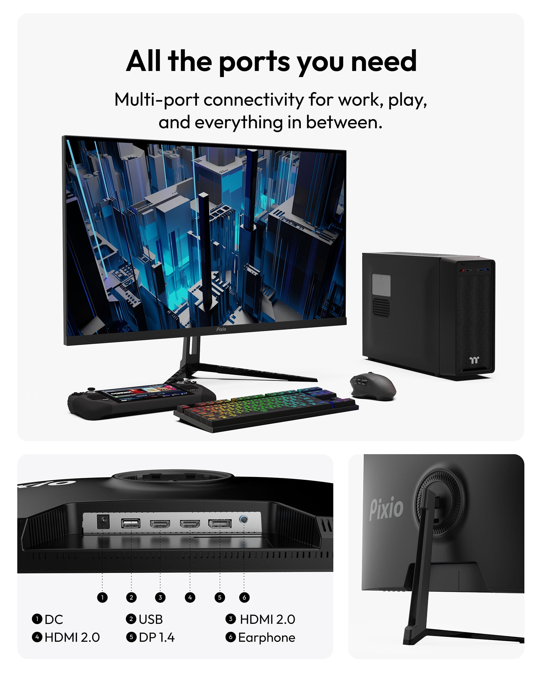 Pixio PX279 Wave 27 inch 240Hz Refresh Rate FHD 1080p Resolution Fast IPS Panel 1ms GTG Resonse Time Gaming Monitor with Adaptive Sync