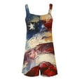 thumbnail image 5 of QATAINLAV Summer Rompers for Women 2025 Linen Casual Sleeveless Onesie Shorts 4th of July American Flag Patriotic Short Jumpsuit with Pocket Blue L Birthday Gifts, 5 of 6