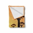 thumbnail image 2 of Safari Soft Flannel Fleece Throw Blanket, Sunset a Giraffe Ostrich Hippo Adventure Exotic Pastoral Wilderness, Cozy Plush for Indoor and Outdoor Use, 50" x 70", Dark Brown Apricot, by Ambesonne, 2 of 6