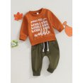 thumbnail image 3 of LMLYSoH Toddler Boys Thanksgiving Outfits Letter Print Long Sleeve Sweatshirts and Solid Color Long Pants 2Pcs Fall Clothes Set, 3 of 9