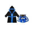 thumbnail image 3 of Hansber Kids Boys Boxing Costume Long Sleeve Boxing Robe with Belt and Muay Thai Shorts Set for MMA Blue 10, 3 of 5