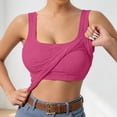 thumbnail image 2 of Lumtrix Built in Bra Tank Tops for Women Ribbed Scoop Neck Slim Fit Sleeveless Going Out Summer Tops Hot Pink L, 2 of 8