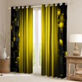 thumbnail image 2 of Manfei 3D Neon Stripes Kitchen Curtains, Vertical Lines Black Out Curtains Pack of 2 (42x63 Each), Yellow Black, 2 of 6