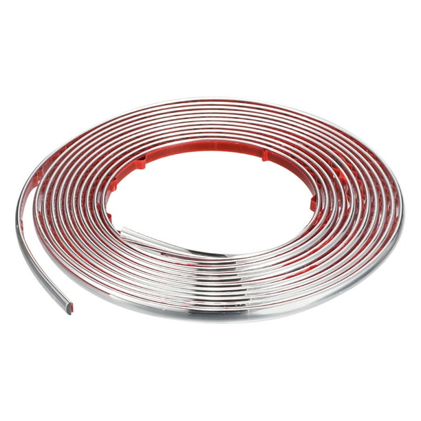 Flexible Moldura Adorno Auto Adhesivo, 16.4 Pies x 0.31 Pulgadas Pelar y Pegar Metálico Espejo Marco, PVC Metal Moldura Adorno para Hogar Decoración (Plateado)