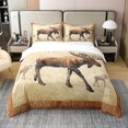 thumbnail image 1 of Cotton Rustic Farmhouse Moose Duvet Cover,Retro Old Paper Print Country Decor, 1 of 7