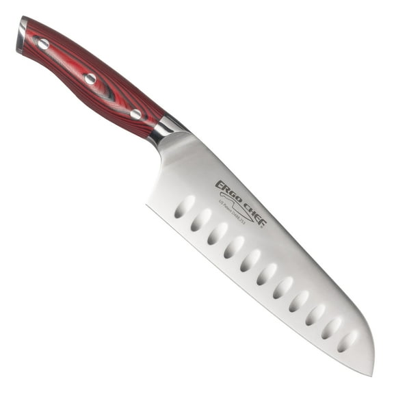 Ergo Chef Crimson Series 7" Santoku Knife Forged German Stainless-Steel w/ Hollow Grounds, G10 Handle