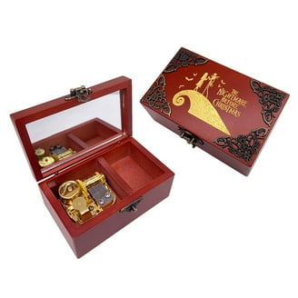 Anastasia Jewelry Music Box with Mirror & Retro Lock Carved Wood