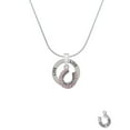 thumbnail image 2 of Delight Jewelry Silvertone Beaded Pink Crystal Horseshoe with Good Luck Live Ring Charm Necklace, 18", 2 of 4