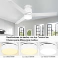 thumbnail image 3 of Ohniyou Ventilador de techo de 52 pulgadas con luz y mando a distancia, 6 velocidades de viento, 3 temperaturas de color regulable LED ventilador de techo para uso en interiores al aire libre (blanco), 3 of 5