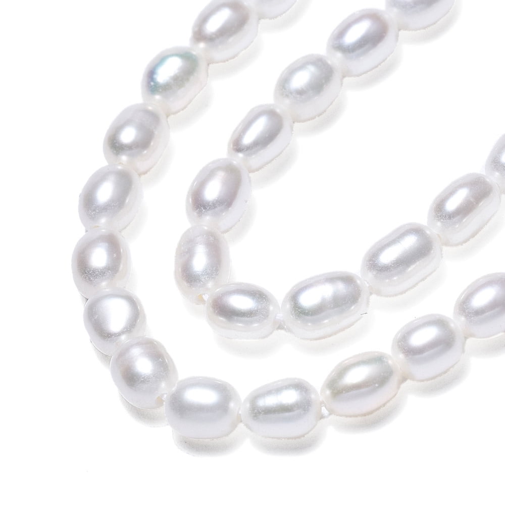 1strand Natural Cultured Freshwater Pearl Beads Strands Rice Seashell color 5~6x3.5~4mm Hole: 0.7mm about 71~74pcs/strand 14.72 inch~15.04 inch(37.4~38.2cm)