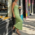 thumbnail image 4 of FDGIU Women's 2026 Summer Spaghetti Strap Scoop Neck Maxi Dress, Ribbed Knit Bodycon Sleeveless Long Casual Sundress for Daily Vacation Streetwear, 4 of 7