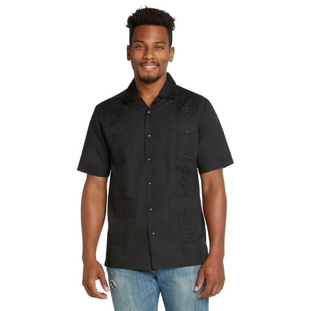 Ivory Mens Shirt - 9 Crowns Men's Modern Fit Short Sleeve Guayabera Button Down Shirt
