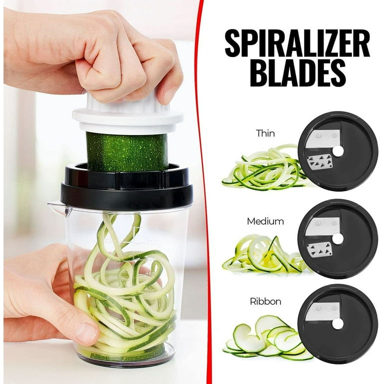 Spiralizer Spaghetti Maker Slicer 4 in 1 Adjustable Grater 4-in-1 Blade Kitchen Tools Eco-Friendly Vegetable Cutter, Size: 8.98