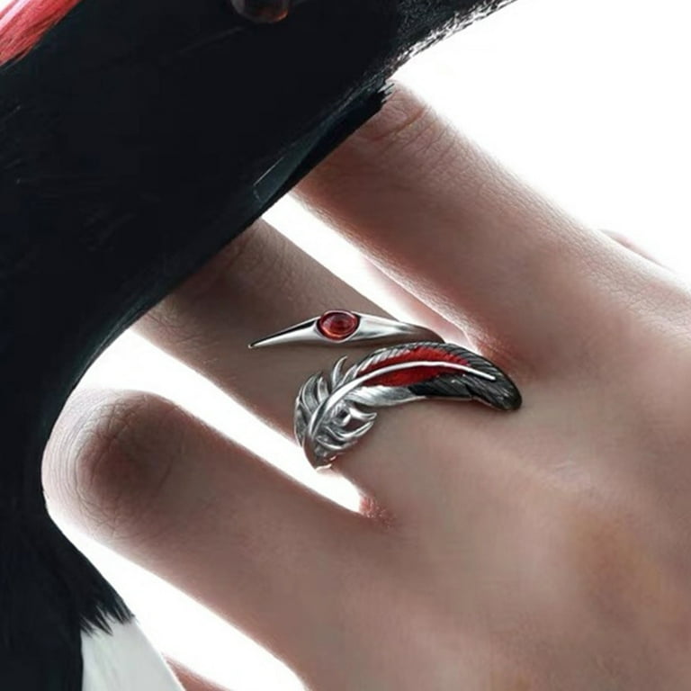 Sinyiin Open Designs Feather Styles Rings Adjustable Sizes Silver