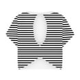 thumbnail image 3 of Jalioing Women's Workout Shirts Open Back Short Sleeve Athletic Tops Striped Loose Yoga Sport T Shirt Outfits, 3 of 5