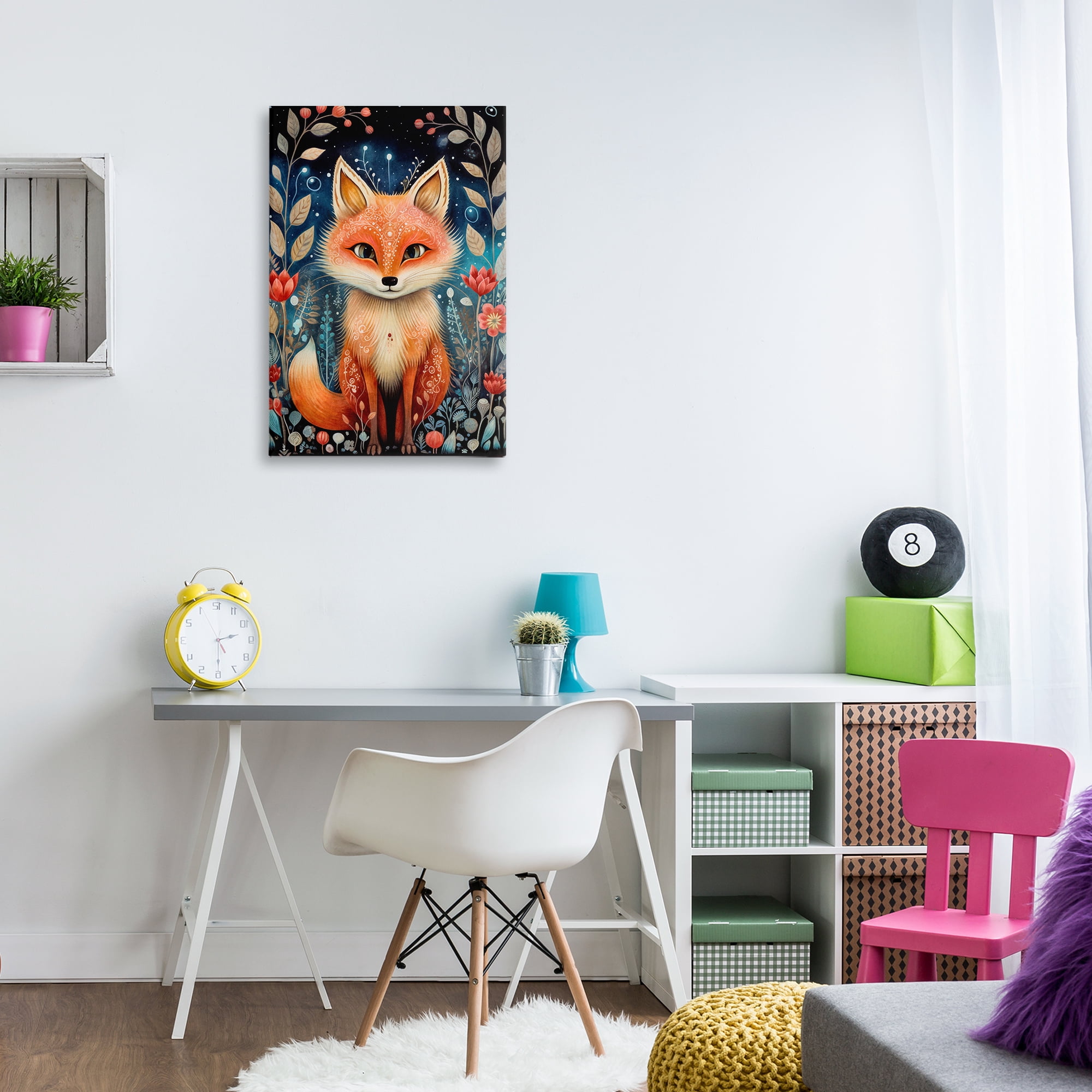 Stupell Industries Woodland Pattern Fox Animals & Insects Painting Gallery Wrapped Canvas Art Print Wall Art, 20 x 30