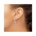 thumbnail image 4 of 14K White Gold Hinged Hoop Earrings with Accent Diamonds(3/4 Inch), 4 of 5