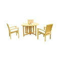 thumbnail image 4 of Grade-A Teak Dining Set: 3 Seater 4 Pc: 48" Round Butterfly Table And 3 Wave Stacking Arm Chairs Outdoor Patio WholesaleTeak #51WV0904, 4 of 6