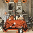 thumbnail image 3 of Rectangle Halloween Tablecloth 60x102In,Orange Pumpkin Skull Ghost Tablecloths,Polyester Waterproof Wrinkle-Resistant and Durable Table Cloth,Suitable for Halloween,Parties,Holiday,Kitchens, 3 of 6