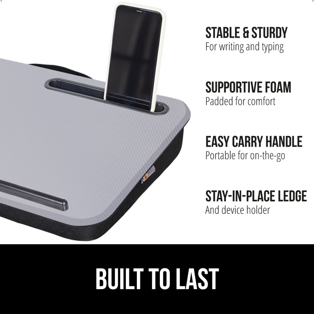 GORILLA GRIP Laptop Lap Desk, Portable Tablet Stand Fits Laptops up to 15.6", Gray