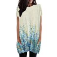 thumbnail image 1 of Moda Mujer Causal Cuello Redondo Blusa Estampada Camiseta de Manga Corta Verano Pocktes Tops Fridja ghk3515, 1 of 5