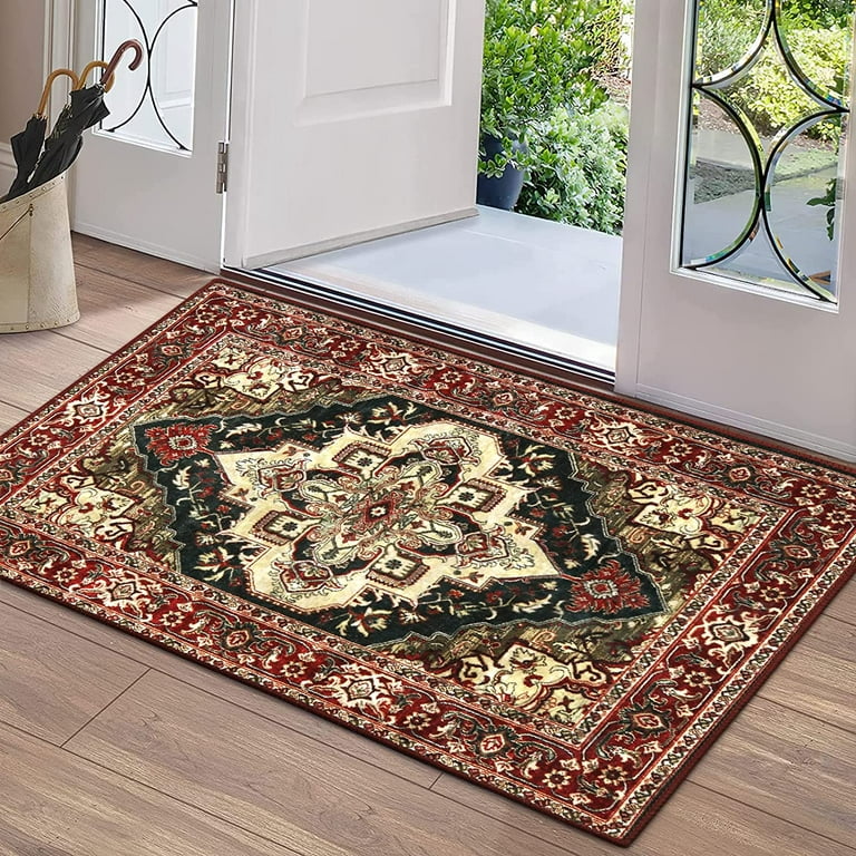 2x3 ft Door Mat Entryway Rugs Washable Boho Rug Small Area Rugs for  Entryway Bedroom Bathroom Kitchen Lliving Room, Soft Flower Rugs Low Pile  Non-Slip Rubber Backing Carpet Washable Rug Orient Indoor