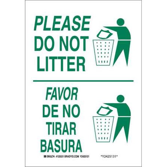 BRADY 125532 Facility Sign,Bilingual,Alum,14 x 10 in G1937260