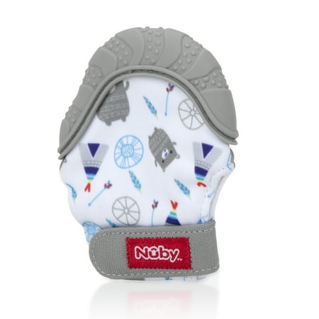 Nuby Gray Bear Teething Mitten with Travel Bag