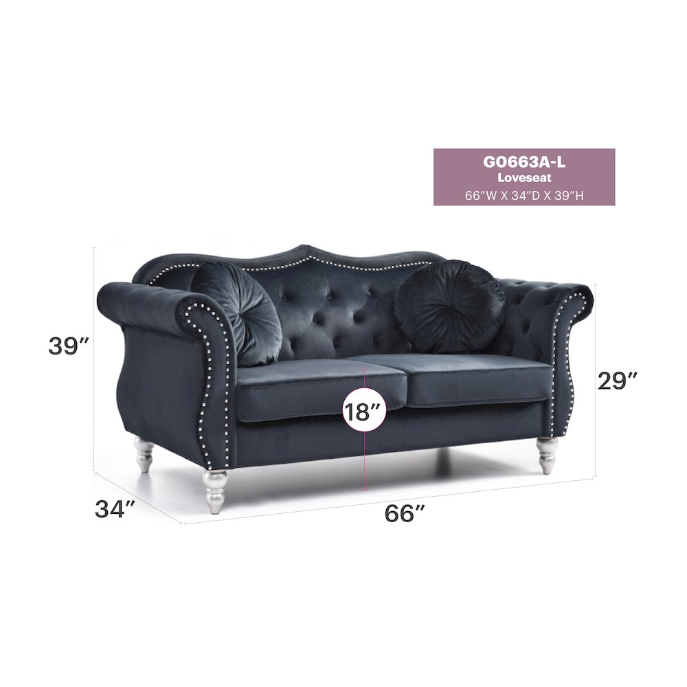 Glory Furniture Hollywood Loveseat in Black Color
