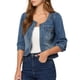 thumbnail image 4 of CHAQUETAS DE DENIM PARA MUJER INSPIRADAS CHIC, SIN COLLAR, DE MANGA 3/4, CORTAS, COLOR AZUL GRISACEO, TALLA 2XL, 4 of 6