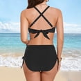 thumbnail image 7 of Linfrsh Women's Tummy Control Bikini Sets Twist Front Swimsuits High Waisted Bathing Suits Sexy Bikinis for Women Black,L, 7 of 7