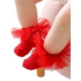 thumbnail image 4 of ITFABS Baby Girl Combed Cotton Socks Lace Mesh Embellishment Solid Color Princess Knitted Socks, 4 of 9