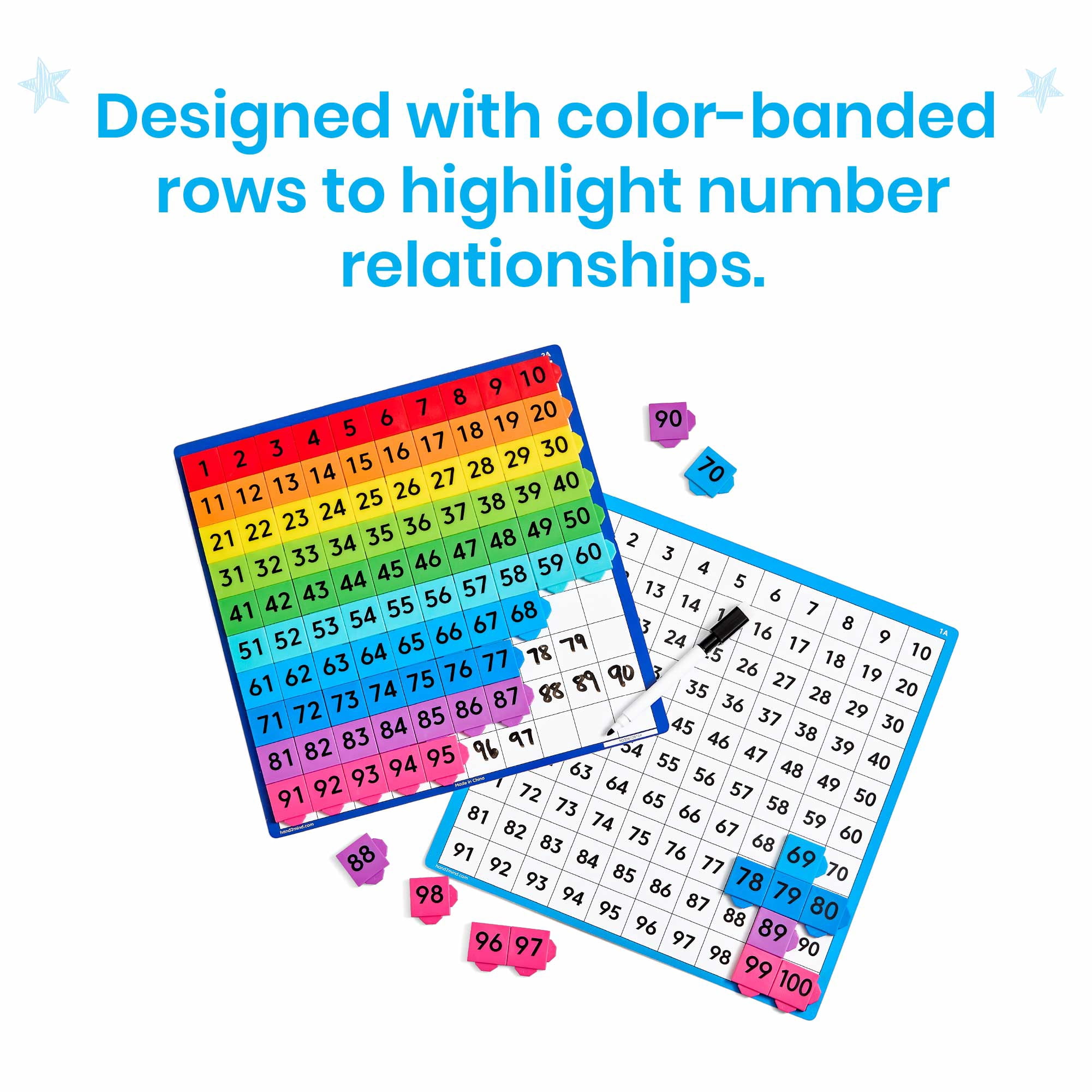 hand2mind Rainbow Tiles Hundred Board, Ages 5+