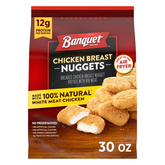 Banquet Chicken Breast Nuggets, 12g of Protein, Frozen Meal, 30 oz.