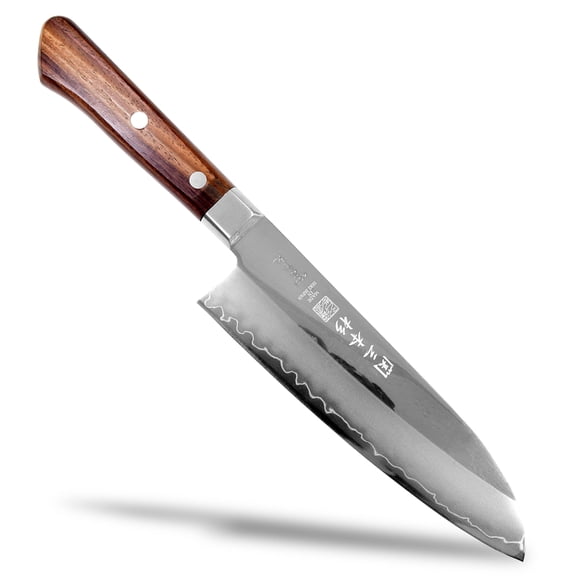 Seki Sanbonsugi Santoku Knife, Made in Japan, 6.5 Inch, 8A Stainless Steel Blade, Rosewood Handle