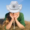 thumbnail image 2 of RUINIXCW Women Cowboy Hat Shinny Rhinestone Star Cowgirl Hat Wide Brim Diamond Felt Western Hat Wedding Music Carnival Dress-up Party Costume Accessories, 2 of 9