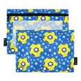 thumbnail image 2 of 2 Pack Pencil Pouch for 3 Ring Binder Smooth Zipper Folders with Pockets Clear Window Pencil Case Yellow Soccer Star, 2 of 6