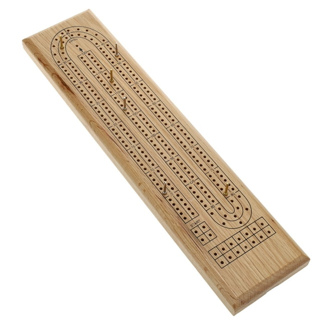 WE Games Classic Cribbage Set - Solid Wood 2 Track Board - Metal Pegs