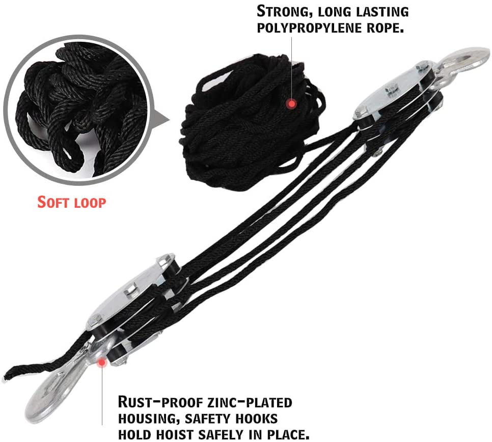 Black Black Details about   XSTRAP Heavy-Duty 2,000 LB Breaking Strength 50 FT Rope Hoist 