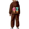thumbnail image 4 of 67 Six Seven Letter Outfits Set For Kids Outfits Set Casual Girls Fashion Hoodie And Jogger Cute Printed Pullover Tracksuit For Kids And Daily Wear Brown 160(12-13 Years), 4 of 9