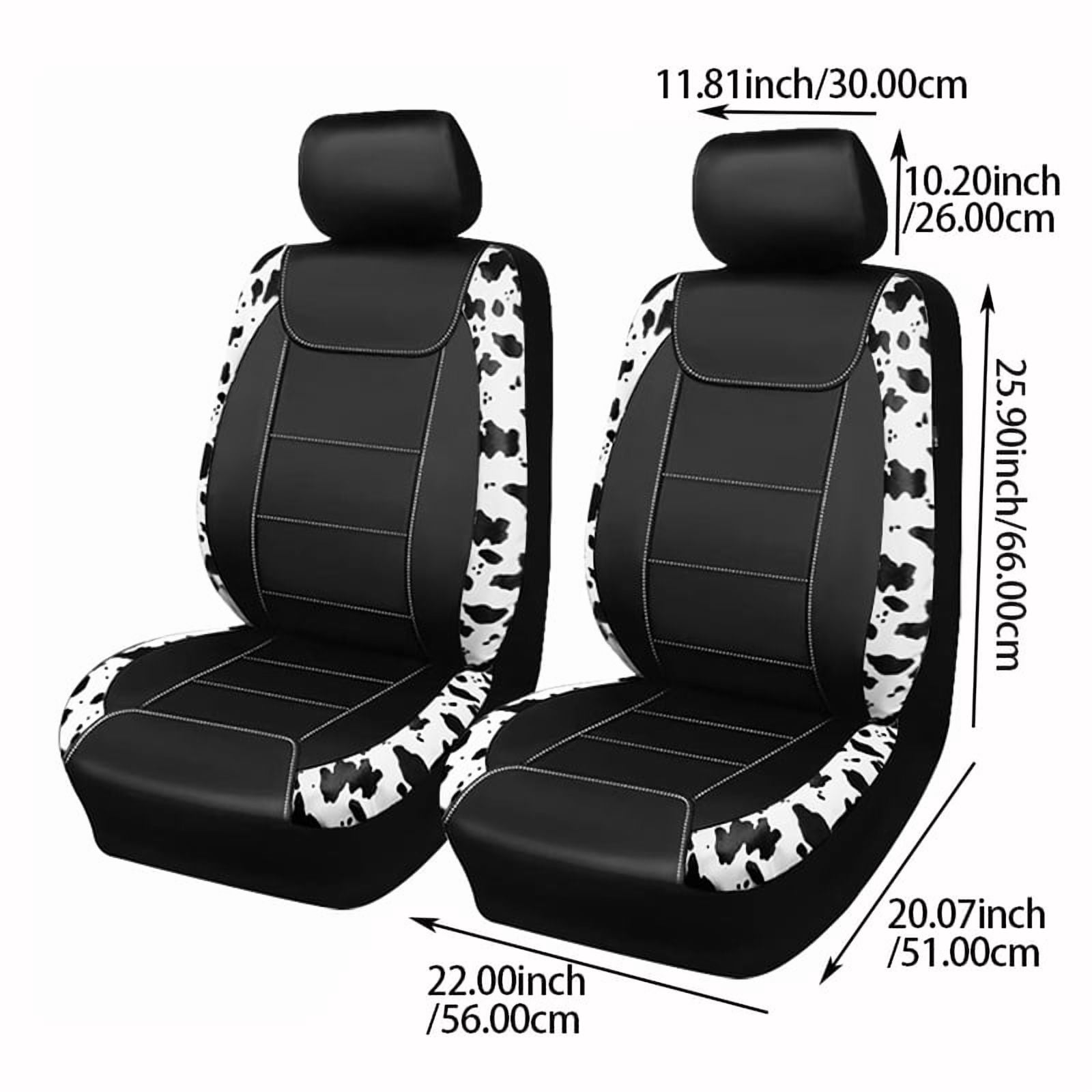 Autoking Cover Cow Pattern Car Seat Cover Set 2Pcs Full Set Universal Seat Fit For Most Car Milk Color 2 Seat