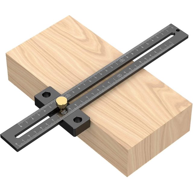 Escuadra en T, regla para orificios para marcar madera con 180 mm, aleación de aluminio, negra