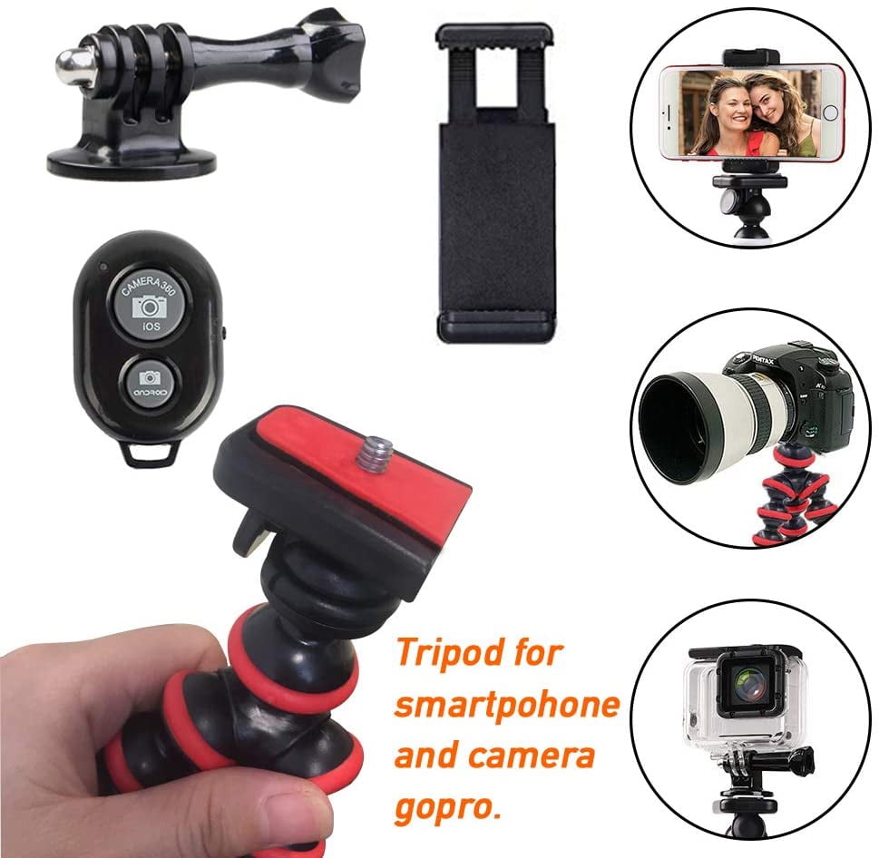 GoPro Mini Camera Phone Tripod,Portable and Adjustable Tripod Stand Holder with Bluetooth Remote,Compatible with iPhone&Android 