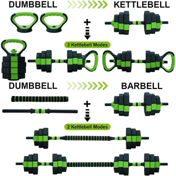 Historyli 44Lb Adjustable Dumbbell Sets, Free Weights Dumbbells Set for Home Gym, Black/Green