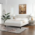 thumbnail image 4 of Sandy Wilson Home Aspen Tufted Headboard Platform Bed Queen Flax White & Beige, 4 of 16